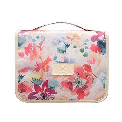 Mossio Hanging Toiletry Bag - Large Cosmetic Makeup Travel Organizer for Men & Women with Sturdy Hook (White Baroque) - Image 1