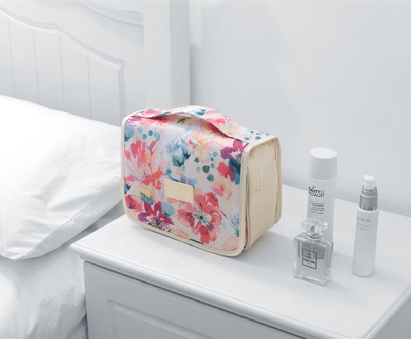 Mossio Hanging Toiletry Bag - Large Cosmetic Makeup Travel Organizer for Men & Women with Sturdy Hook (White Baroque) - Image 4