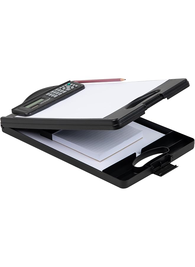 Mind Reader Clipcalc Blk Clipboard Calculator Plastic Letter Bottom Opening Storage Low Profile Clip School Office 9.5"L X 15"W X 2.5"H Black - Image 1