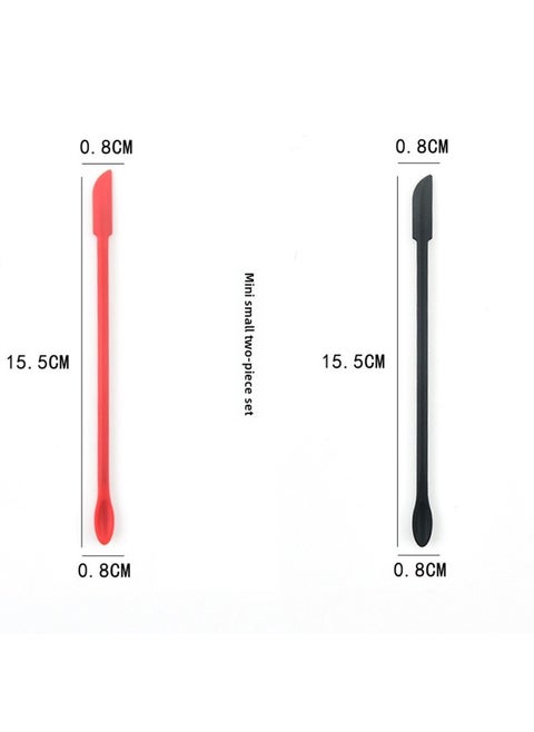Mini Silicone Double-headed Sharp Scraper Spoon Cosmetic Skin Care Products Extraction Tool Set Including Avocado Jam Scraper-Specifications:Mini# Red And Black Two-piece Set