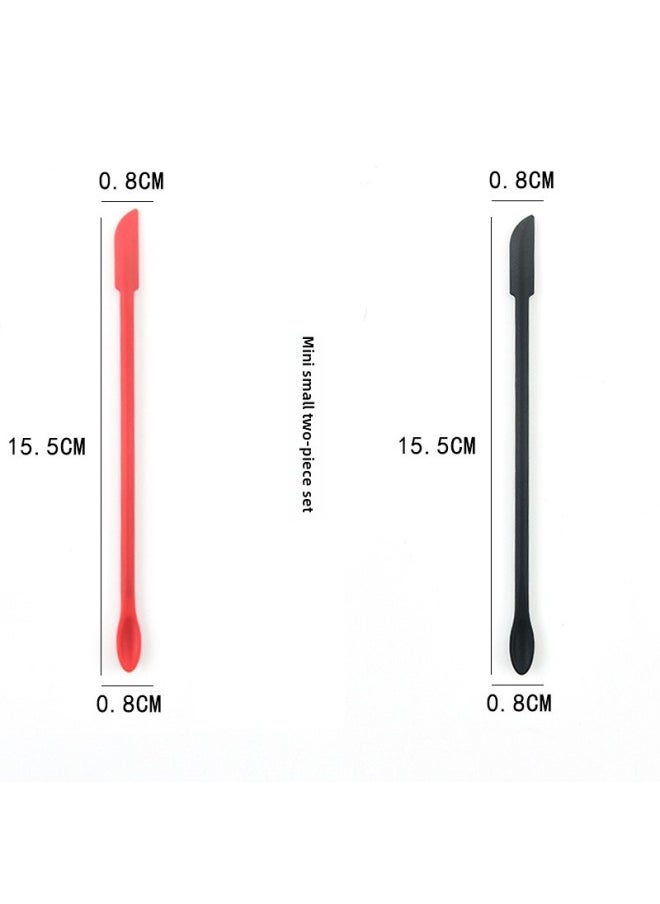 Mini Silicone Double-headed Sharp Scraper Spoon Cosmetic Skin Care Products Extraction Tool Set Including Avocado Jam Scraper-Specifications:Mini# Red And Black Two-piece Set