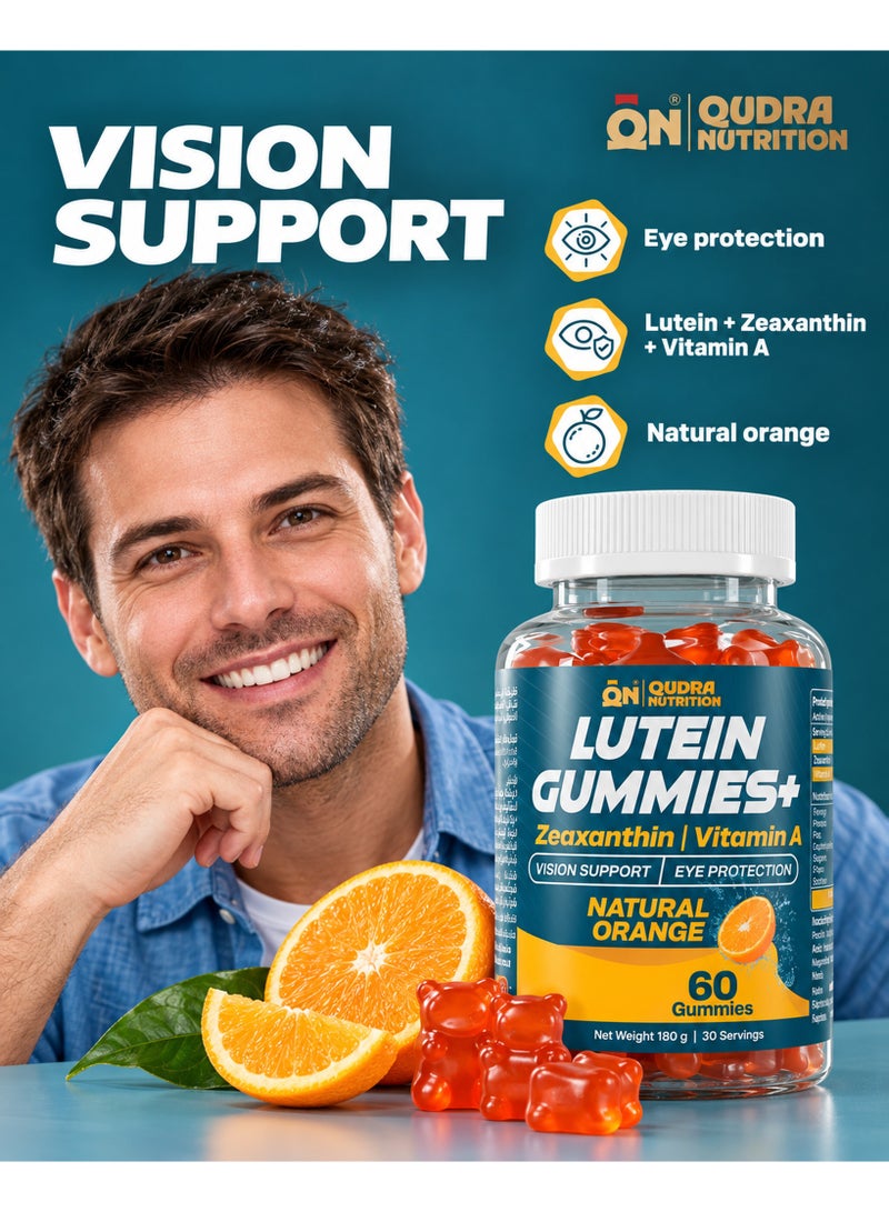 Qudra Nutrition Lutein 12 mg + Zeaxanthin 2.4 mg Gummies with Vitamin A 800 mcg RAE | Advanced Eye Health & Vision Support | Blue Light Protection | Delicious Daily Vision Gummies - Image 3