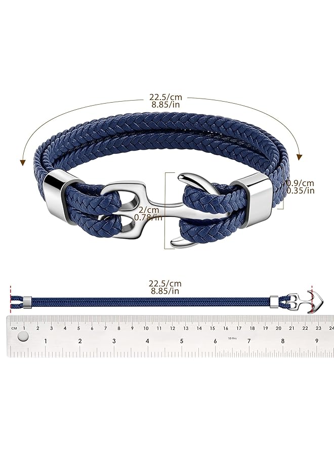 erorex Unisex Handmade Multilayer Vintage Anchor Cuff Bracelet For Stylish Accessory - Image 4