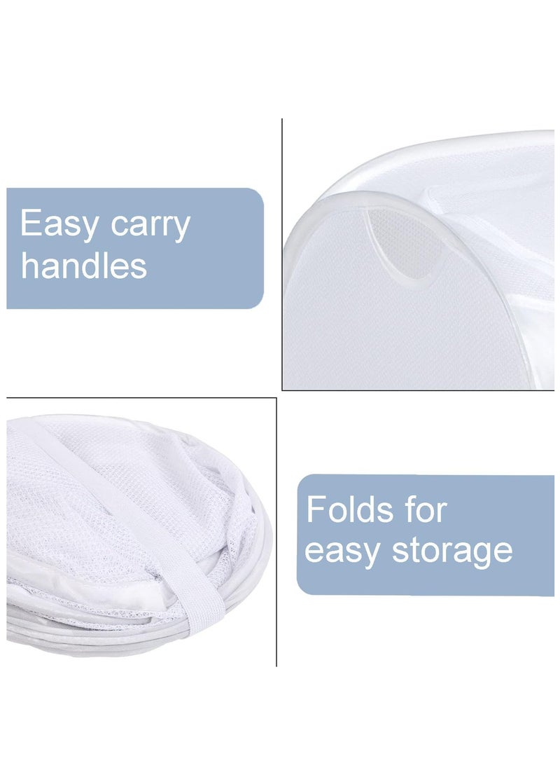 TYCOM Pop Up Laundry Mesh Hamper Basket Storage Solution Compact Bin Mesh Collapsible Bag Laundry Hamper Collapsible Laundry Basket White Double Compartment.  - Image 2