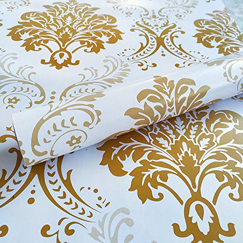 Wollzo - A01F1111 Golden Flower self Adhesive Wallpaper (45 x 500 cm) - Image 1