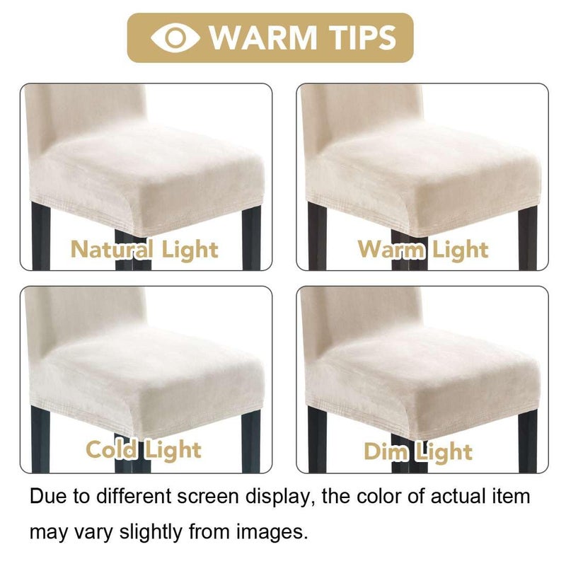 H.VERSAILTEX Dining Chair Covers Velvet Stretch Chair Covers for Dining Room Set of 4 Parson Chair Slipcovers Chair Protectors Covers Dining, Soft Thick Solid Velvet Fabric Washable, Ivory - Image 3