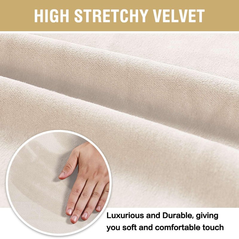 H.VERSAILTEX Dining Chair Covers Velvet Stretch Chair Covers for Dining Room Set of 4 Parson Chair Slipcovers Chair Protectors Covers Dining, Soft Thick Solid Velvet Fabric Washable, Ivory - Image 5