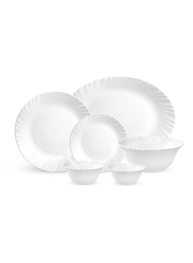 Royalford 33 Piece Classic Opalware Dinner Set- RF12466/ Includes Oval Plate, Dinner and Dessert Plates, Serving, Salad Bowls and Soup Spoons/ Dishwasher-Safe and Microwave Safe Multicolor - Image 1