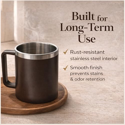 SUPERMOM Steel Cup Set 6 Pcs – Stainless Steel Inner Coffee Mug Set, Cups for Hot & Cold Beverages, Durable, Rust-Resistant & Reusable Drinkware for Home, Office & Gifting (200 ml, Multicolor) - Image 4