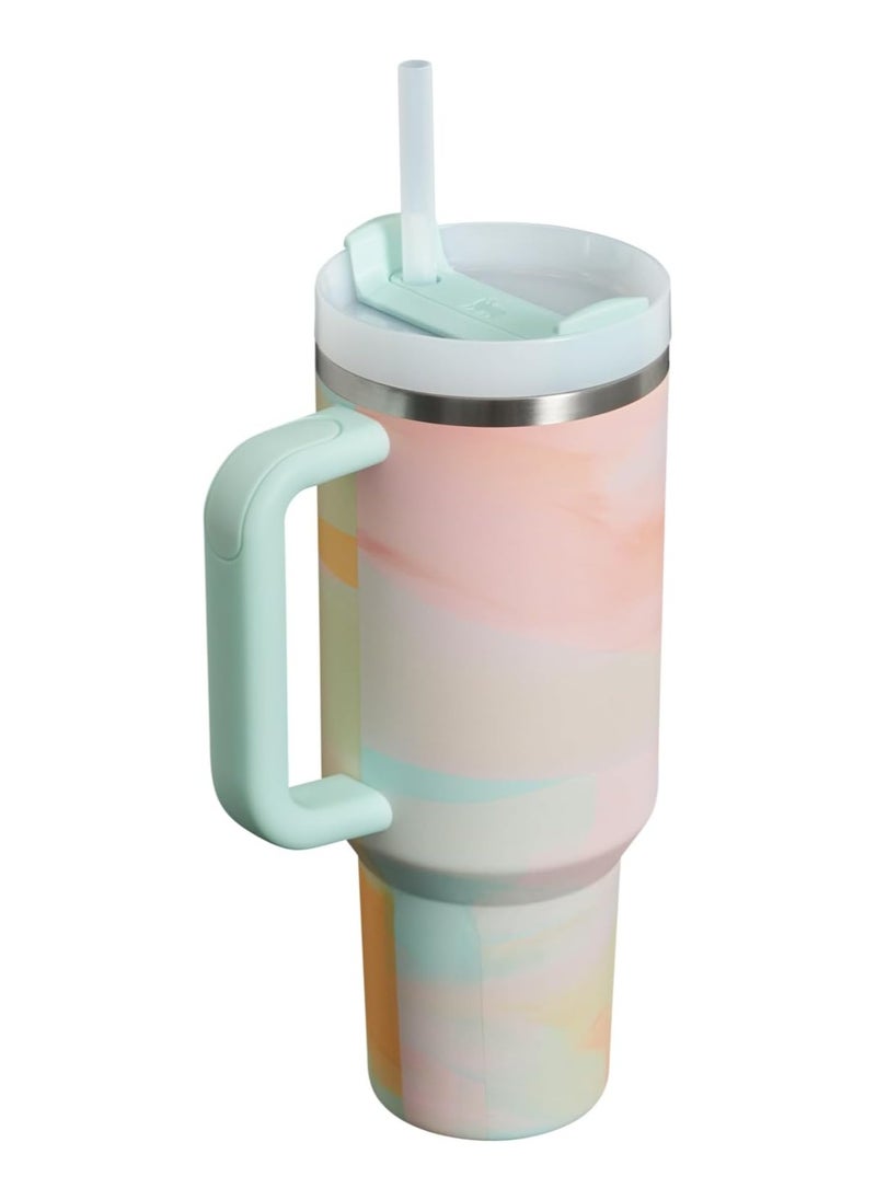 Stanley Quencher H2.0 Tumbler with Handle & Straw 40 oz | Twist On 3-Way Lid | Cupholder Compatible for Travel | Insulated Stainless Steel Cup | BPA-Free | Warm Serene Brushstroke  - Image 2