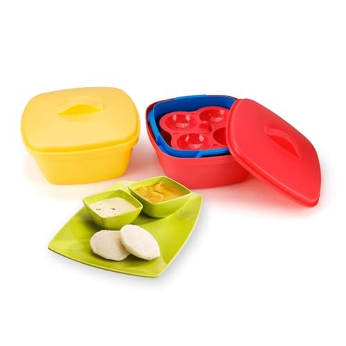 Touchcart Microwave Dishwasher Safe Plastic Idli Makers/Makes 8 Idlis Vegetable Steamer & Rice Cooker/Full Big Set Rice Maker Idli Steamer With Lid Plastic Idli Maker (Multi) - Image 4