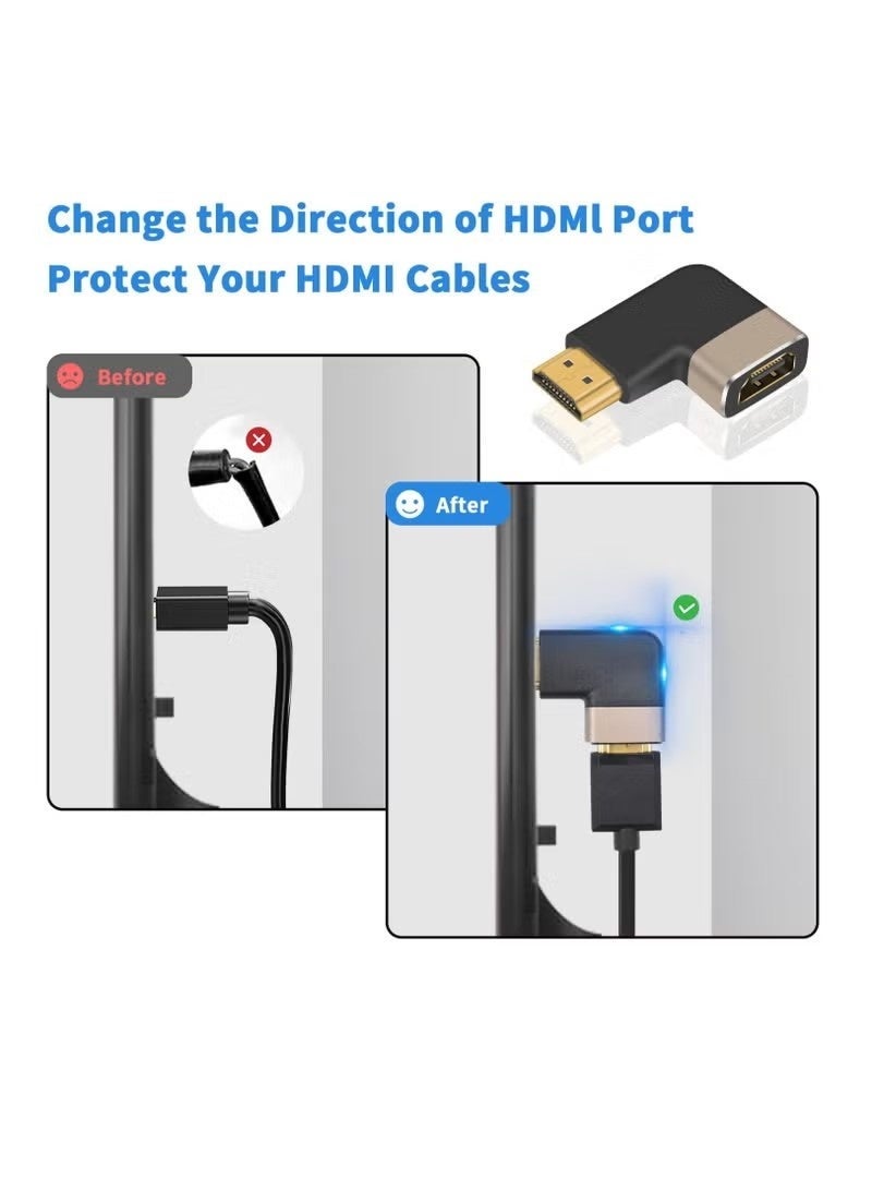 محول HDMI بزاوية 90 درجة 8K 48 جيجابت في الثانية، ذكر إلى أنثى، موصل موسع HDMI للتلفاز، Roku، ، Chromecast، Switch، اللابتوب، الكمبيوتر الشخصي (عبوتان) - Image 4