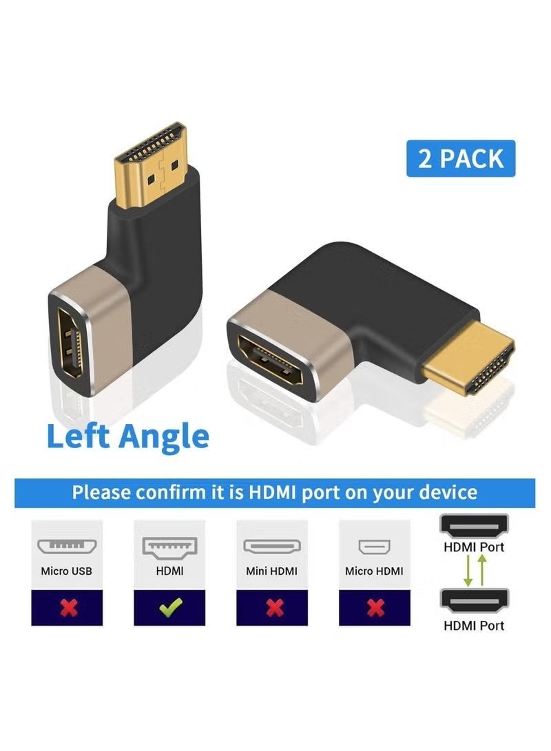 محول HDMI بزاوية 90 درجة 8K 48 جيجابت في الثانية، ذكر إلى أنثى، موصل موسع HDMI للتلفاز، Roku، ، Chromecast، Switch، اللابتوب، الكمبيوتر الشخصي (عبوتان) - Image 3