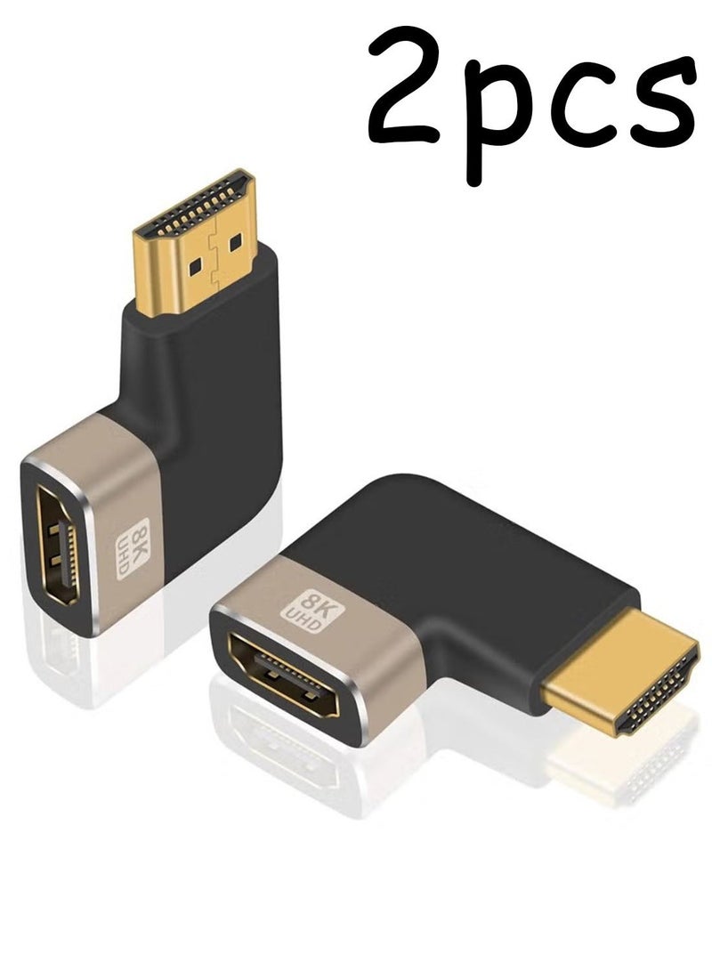 محول HDMI بزاوية 90 درجة 8K 48 جيجابت في الثانية، ذكر إلى أنثى، موصل موسع HDMI للتلفاز، Roku، ، Chromecast، Switch، اللابتوب، الكمبيوتر الشخصي (عبوتان) - Image 1