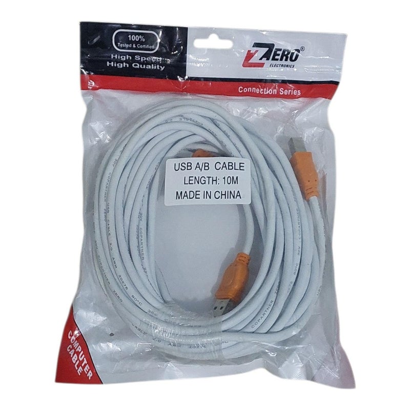 Printer USB Cable - 10 Meters - Compatible with Most Types of Printers, Fax Machines, and Scanners for Connecting Them to PC and Laptop at a Distance of 10 Meters. (Z-10M) - Image 1