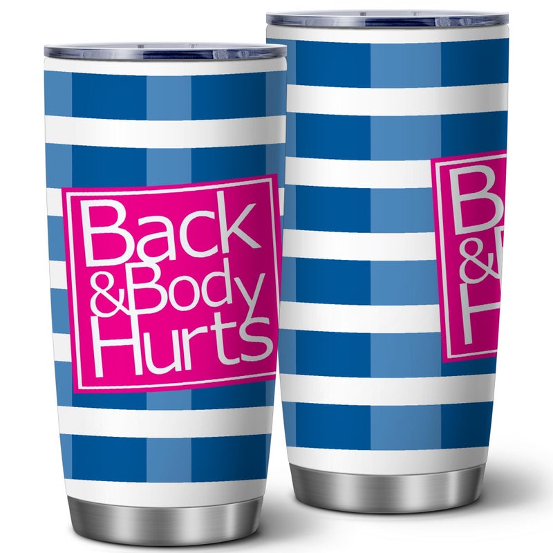 ATHAND Back and Body Hurts Mug Funny Parody Exercise Tumblers Cup Coffee Mug with Lid 20oz  Funny Iced Coffee Travel Mug Gifts for Women Men Friends
