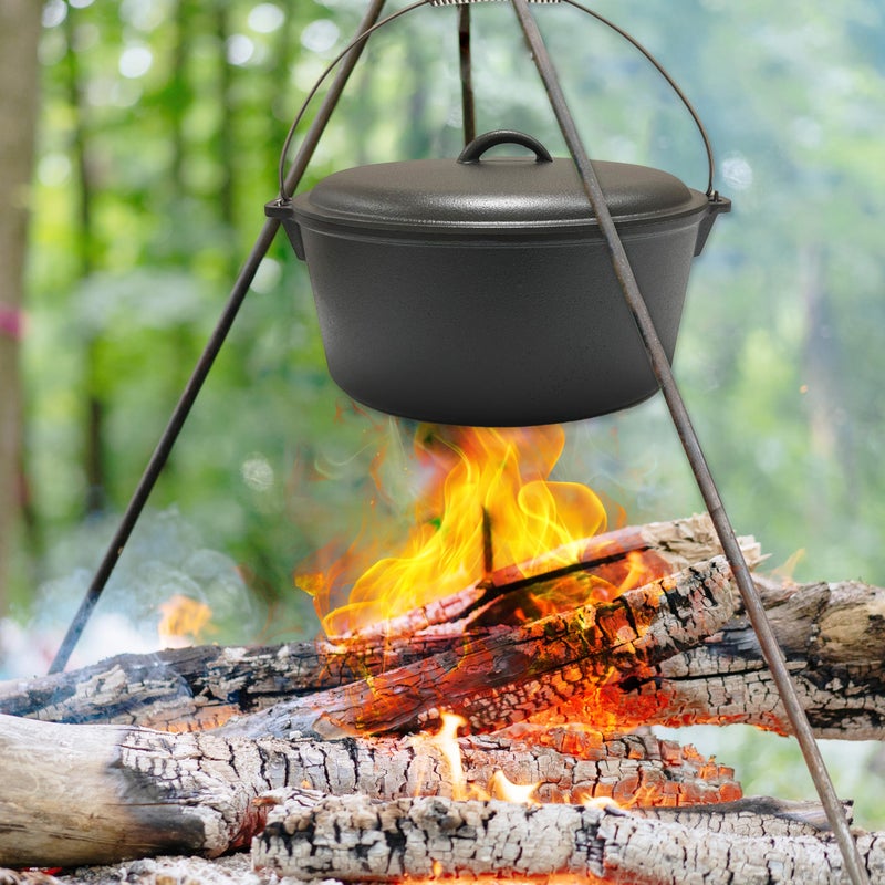 Cuisiland 9 Quart Cast Iron Dutch Oven with Dome Lid & Bail Handle â€“ Pre-Seasoned Campfire Pot for Outdoor Cooking, Baking, Braising & Stews â€“ Heavy-Duty, Even-Heat Casserole Pot for Camping & Home Use - Image 5