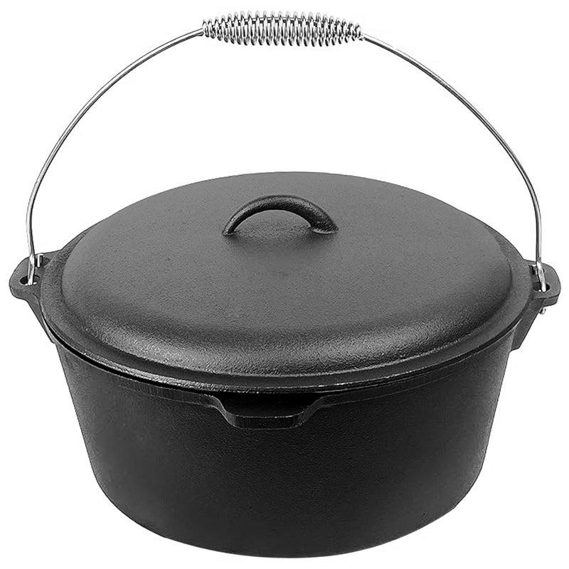 Cuisiland 9 Quart Cast Iron Dutch Oven with Dome Lid & Bail Handle â€“ Pre-Seasoned Campfire Pot for Outdoor Cooking, Baking, Braising & Stews â€“ Heavy-Duty, Even-Heat Casserole Pot for Camping & Home Use - Image 1