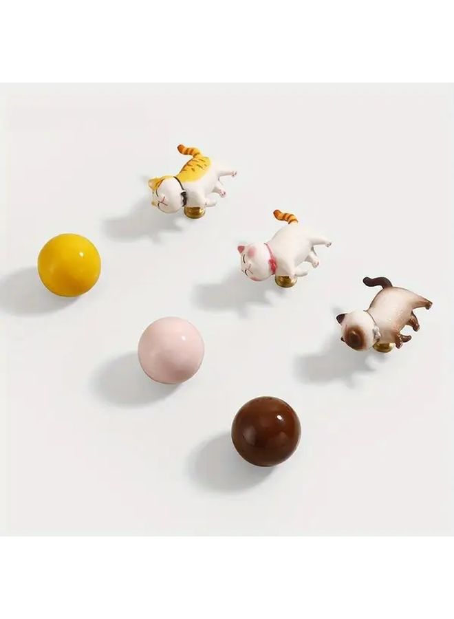 Nordic Style Cat Cabinet Handles Brown Cat Brown Ball Pull Set - Image 5