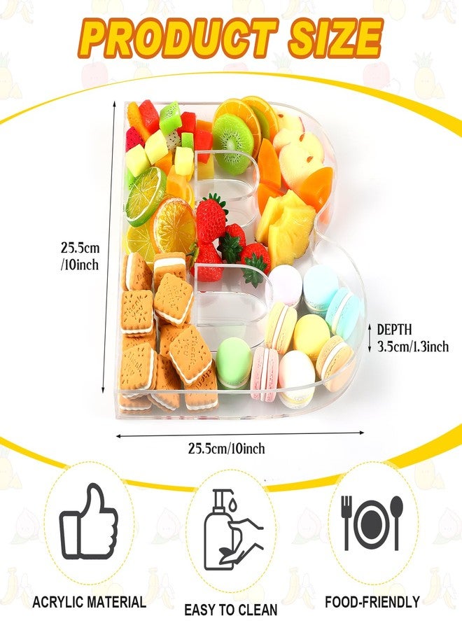 Uiifan 10'' Acrylic Letter Box Form Tray Display Fillable Letter Charcuterie Box Acrylic Candy Dish for Birthday Party Reusable Plates for Food, Not Include Lid(Clear,Letter B) - Image 2