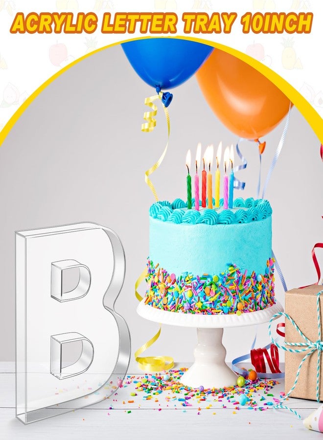 Uiifan 10'' Acrylic Letter Box Form Tray Display Fillable Letter Charcuterie Box Acrylic Candy Dish for Birthday Party Reusable Plates for Food, Not Include Lid(Clear,Letter B) - Image 5