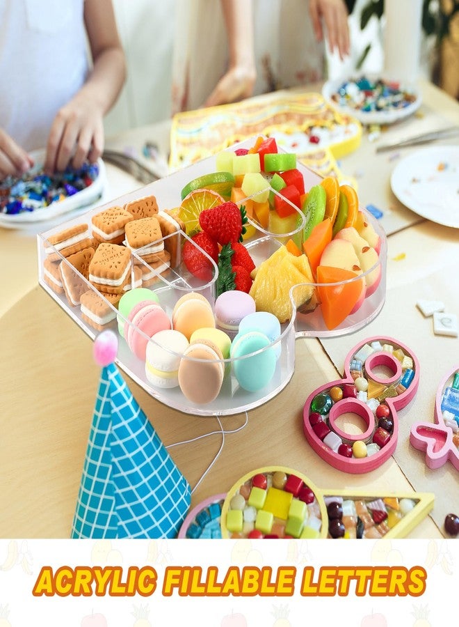 Uiifan 10'' Acrylic Letter Box Form Tray Display Fillable Letter Charcuterie Box Acrylic Candy Dish for Birthday Party Reusable Plates for Food, Not Include Lid(Clear,Letter B) - Image 4