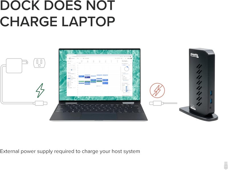 Plugable USB 3.0 and USB-C Universal Laptop Docking Station with 2 HDMI Ports for Windows, Mac (Driver Required), and ChromeOS, Gigabit Ethernet, Audio - Image 5