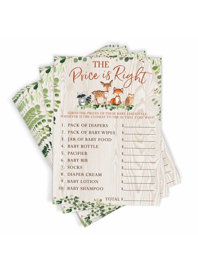 Printed Party Woodland Baby Shower Game - The Price is Right, Set of 50 - Image 1