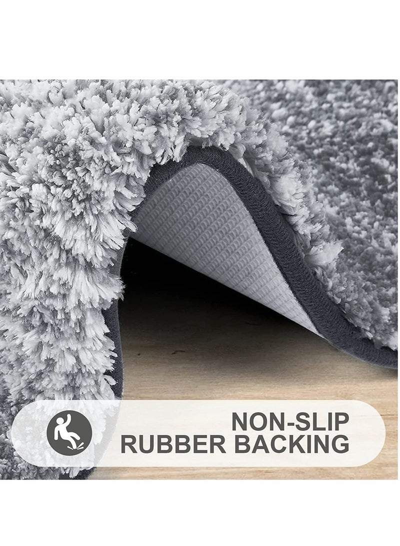 KASTWAVE Luxury Bathroom Rug Mat, Extra Soft and Absorbent Microfiber Bath Rugs, Non-Slip Plush Bath Carpet, Machine Wash Dry, Bath Mats for Bathroom Floor, Tub and Shower, 41x61 cm, Grey Brand: SYOSI - Image 3