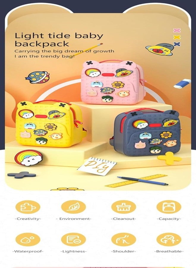 Alokik Enterprise Alokik School Bags for Girls Waterproof Material for Fun Loving Kids School Bag, Eco-Friendly School Bags for Boys and Girls with a Tic Tac Moveable Trinkets Backpack gift for kids (Blue) - Image 2