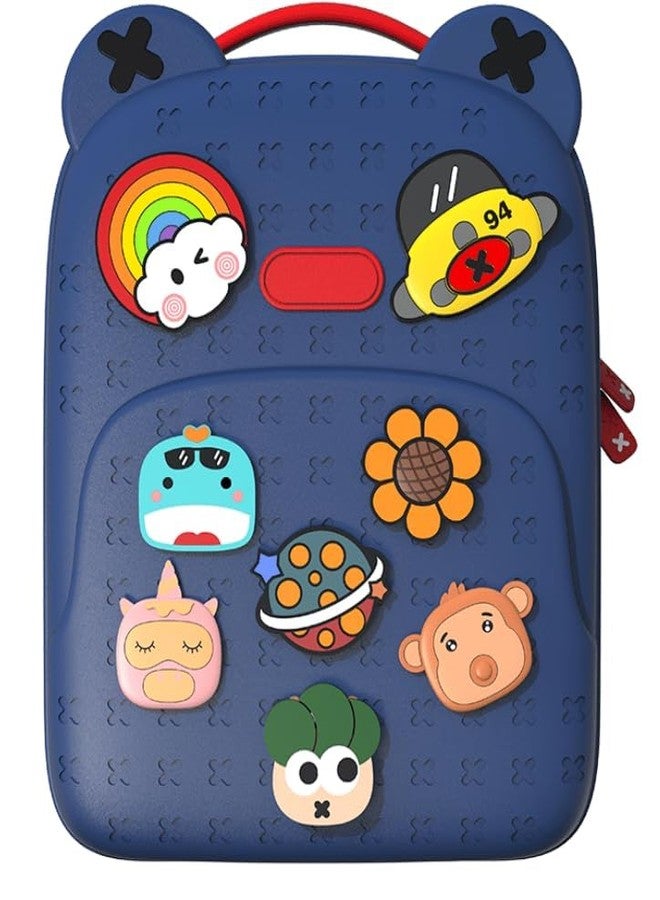 Alokik Enterprise Alokik School Bags for Girls Waterproof Material for Fun Loving Kids School Bag, Eco-Friendly School Bags for Boys and Girls with a Tic Tac Moveable Trinkets Backpack gift for kids (Blue) - Image 1