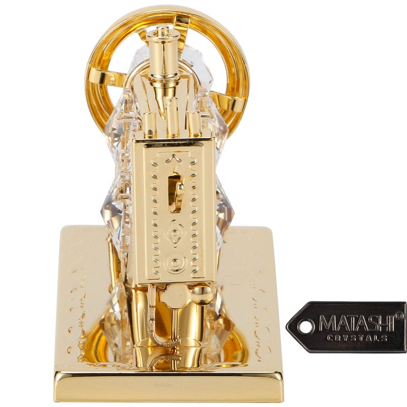 matashi Matashi Crystal Studded Sewing Machine Ornament with 24K Gold Plating - Tabletop Showpiece Item - Great Gift for Valentine's Day Decoration for Friends and Family  Mom  Daughter - Image 3