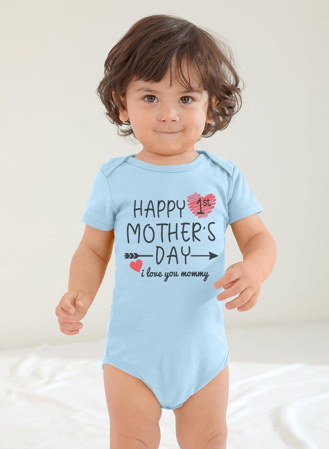 BesserBay Baby Boys Newborn Blue Bodysuit First Mothers Day Happy 1st Mothers Day Onesie 3-6 Months - Image 3