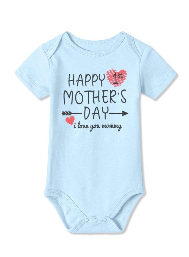 BesserBay Baby Boys Newborn Blue Bodysuit First Mothers Day Happy 1st Mothers Day Onesie 3-6 Months - Image 1