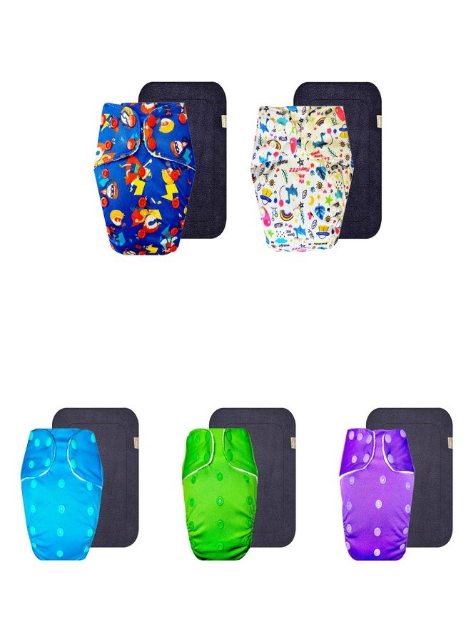 حفاضات دمبلدو القماشية الممتازة مع حشوة سوداء (عبوة من 5) | ناعمة ولطيفة | مانعة للتسرب | سهلة التنظيف | موثوق بها من قبل الأمهات | من 3 أشهر إلى 3 سنوات | للجنسين - Image 1