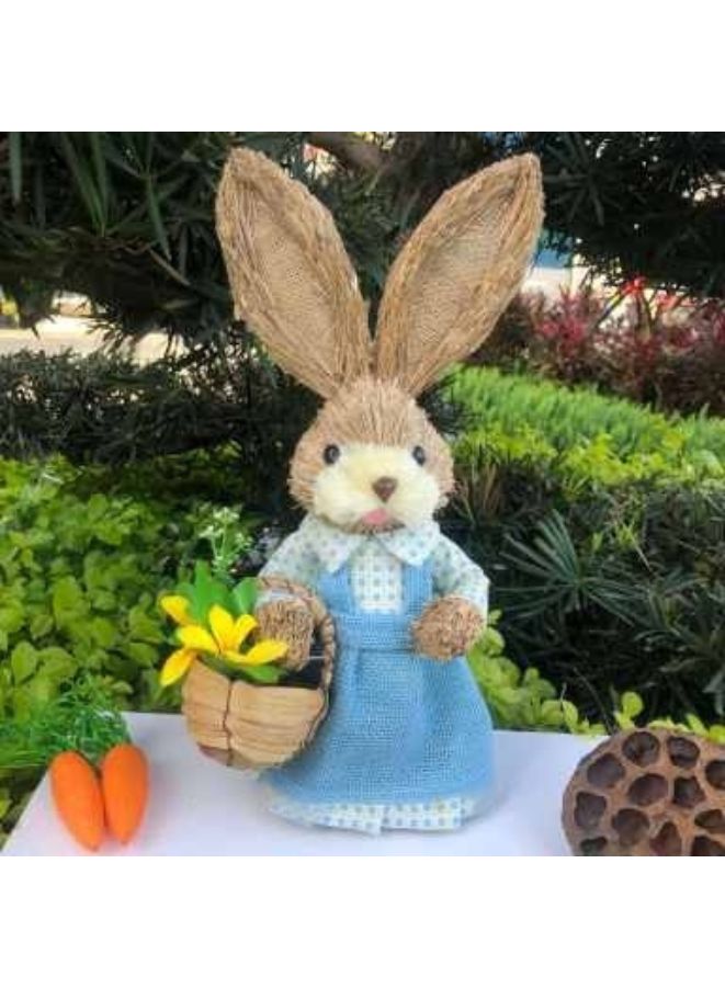 35cm Handmade Straw Rabbit Straw Bunny for Decoration Artificial Animal Home Furnishing Shop Decoration, Bunny 15 - Image 2