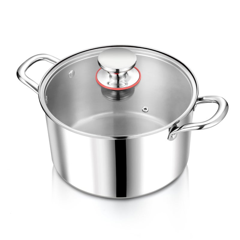 Herogo Cooking Pot Stainless Steel Induction Cooking Pot with Glass Lid Diameter 20 cm  33 L Soup Pot Meat Pot Pasta Pot Spaghetti Pot for Cooking Healthy and Uncoated OvenSafe Saucepans
