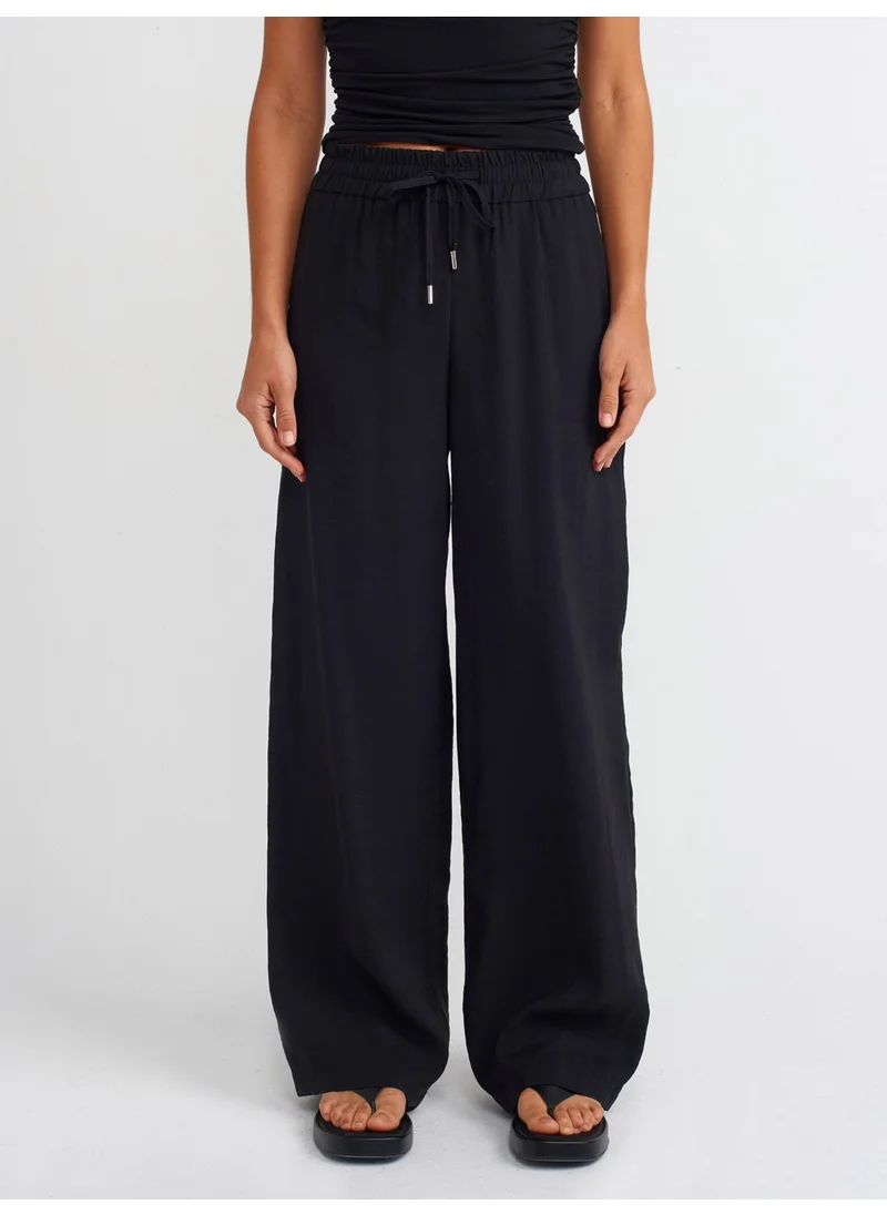 ديلفين 71515 Elastic Waist Full Length Trousers-Black