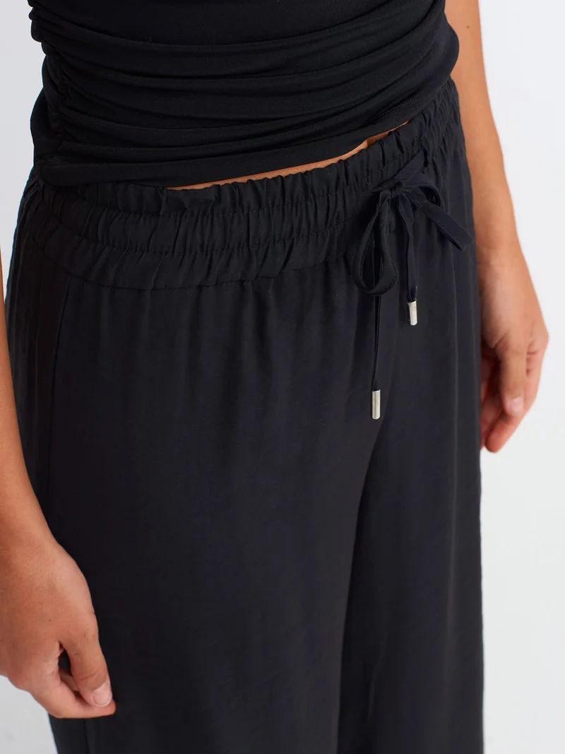Dilvin 71515 Elastic Waist Full Length Trousers-Black