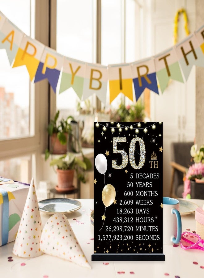 Roetyce 50th Birthday Decorations Gift for Women Men, Black Gold Back in 1976 Poster Acrylic Sign Centerpiece(1PC Duplex Printing), 50th Anniversary Table Decor, 50 Years Old Birthday Party Supplies - Image 5