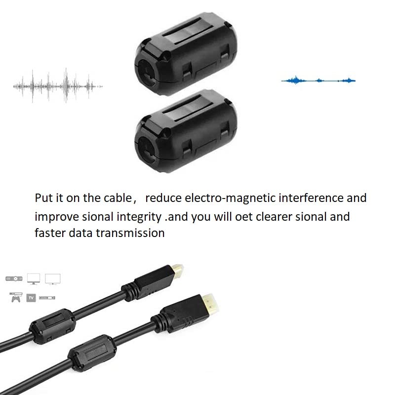 VSKEY Clip-on Noise Filter,VSKEY[10pcs 5mm] Anti-interference High-Frequency Ferrite Core Choke Cable Clip for Home Audio System,Tvs,Speakers,Radio,Audio Equipment Noise Suppressor (0.2 inch inner diameter) - Image 4