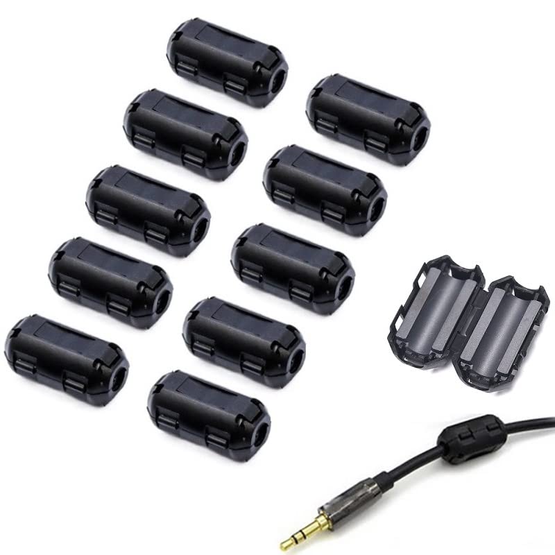 VSKEY Clip-on Noise Filter,VSKEY[10pcs 5mm] Anti-interference High-Frequency Ferrite Core Choke Cable Clip for Home Audio System,Tvs,Speakers,Radio,Audio Equipment Noise Suppressor (0.2 inch inner diameter) - Image 1