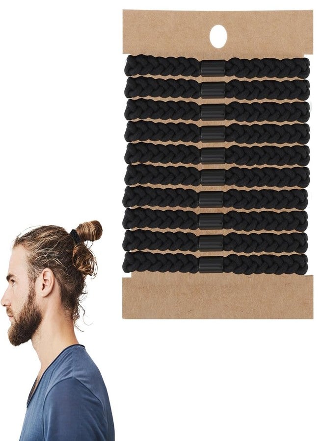 ValueBargain 10 Pcs Men's Hair Ties, Hair Ties for Guys & Women, Braided Elastic Coils for Thick & Curly Hairs, man Bun Hairs Tie, Black (Long Lasting & Reusable) - Image 1