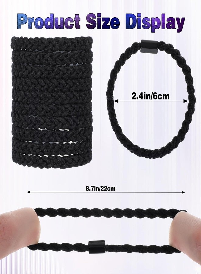 ValueBargain 10 Pcs Men's Hair Ties, Hair Ties for Guys & Women, Braided Elastic Coils for Thick & Curly Hairs, man Bun Hairs Tie, Black (Long Lasting & Reusable) - Image 2