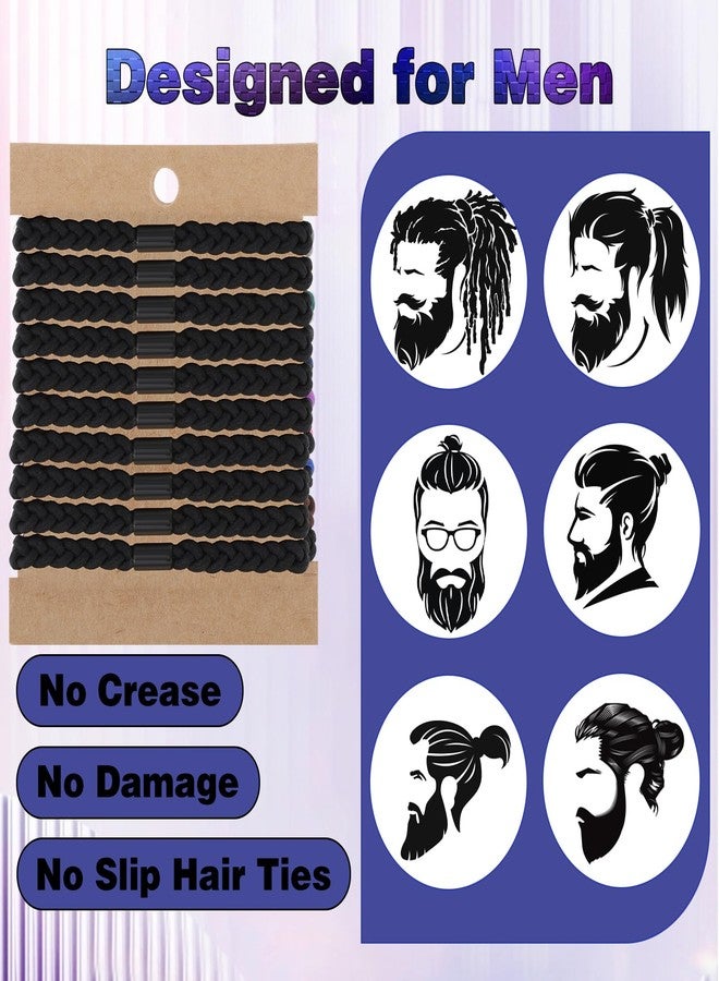 ValueBargain 10 Pcs Men's Hair Ties, Hair Ties for Guys & Women, Braided Elastic Coils for Thick & Curly Hairs, man Bun Hairs Tie, Black (Long Lasting & Reusable) - Image 3