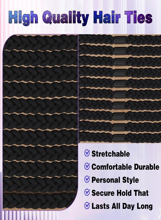 ValueBargain 10 Pcs Men's Hair Ties, Hair Ties for Guys & Women, Braided Elastic Coils for Thick & Curly Hairs, man Bun Hairs Tie, Black (Long Lasting & Reusable) - Image 4