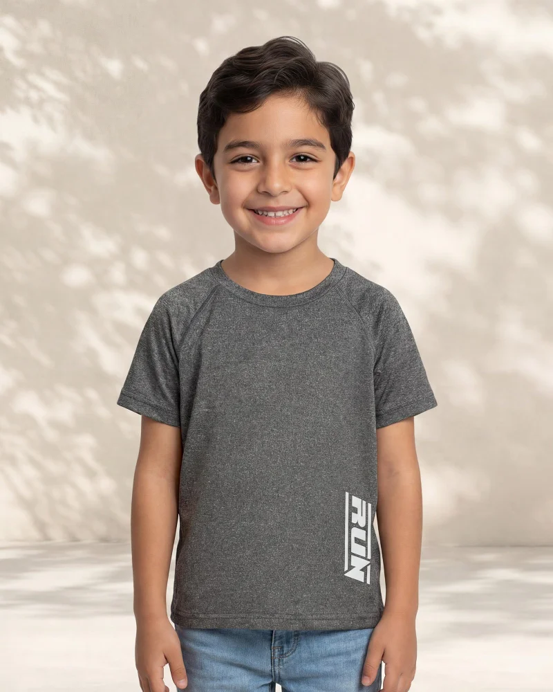 REDTAG Boys Charcoal Active T-Shirt