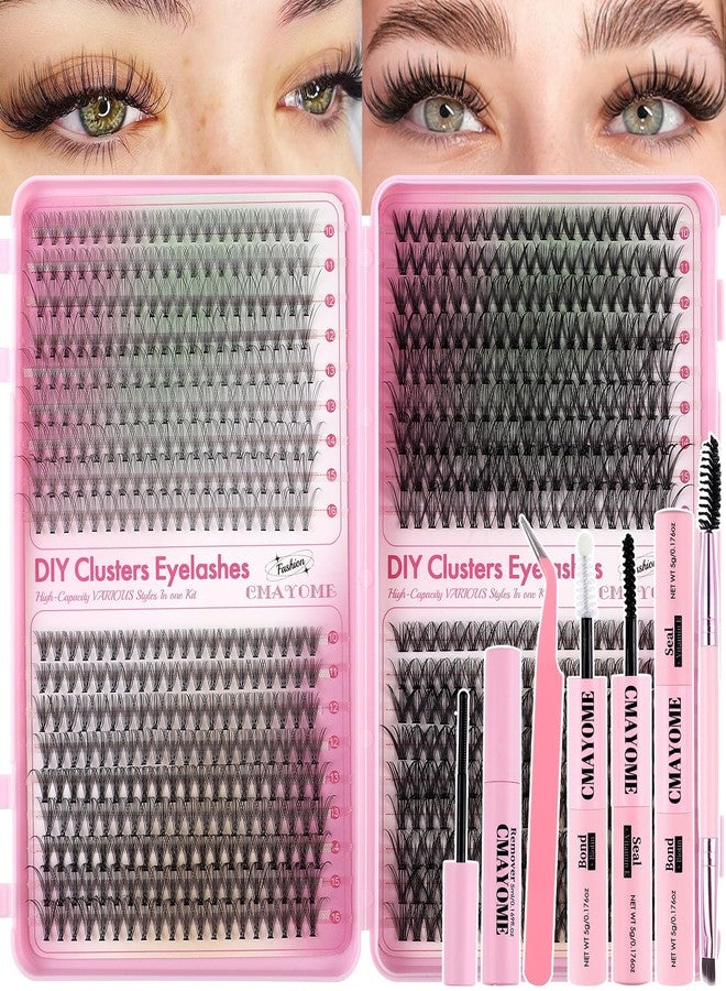 CMAYOME Natural Wispy Lash Clusters Kit 720Pcs Individual Eyelashes DIY Lash Extension Set with Clear Bond & Seal, Lash Remover，Tweezers, Brush for Beginners 10D 20D 30D 40D Mixed Density 10-16MM - Image 1