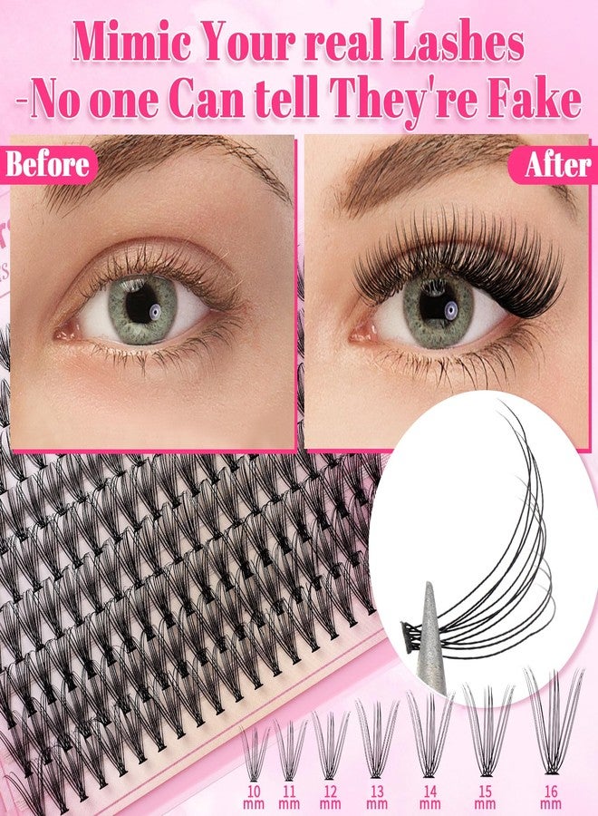 CMAYOME Natural Wispy Lash Clusters Kit 720Pcs Individual Eyelashes DIY Lash Extension Set with Clear Bond & Seal, Lash Remover，Tweezers, Brush for Beginners 10D 20D 30D 40D Mixed Density 10-16MM - Image 2