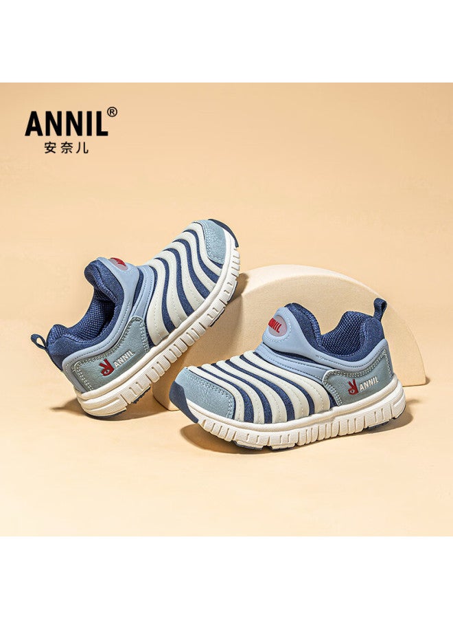 Annil Boys' Caterpillar Shoes Spring Girls' Baby Slip-on Shoes Children's Pink Sports Shoes 5168 Blue 37